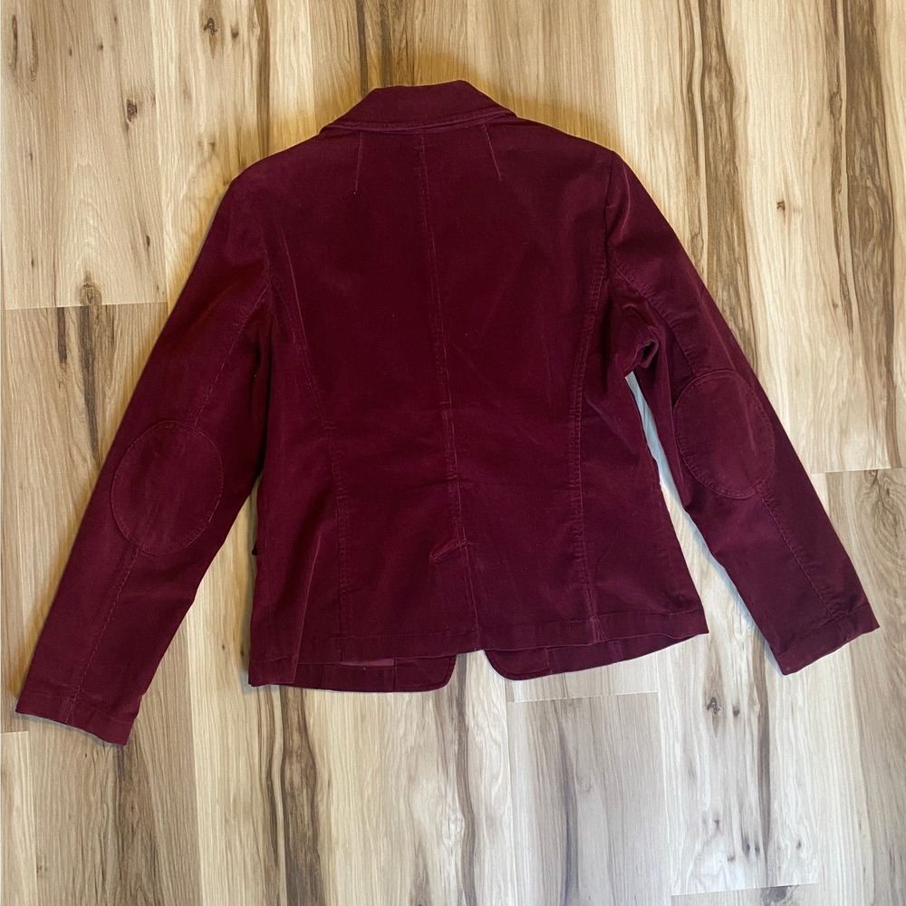 Caslon Womens Burgundy Corduroy Blazer Jacket Elbow Patches Wine Vintage L - Picture 2 of 7